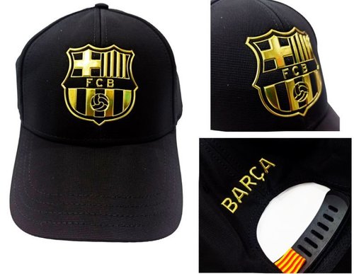FC BARCELONA GORRA BLACK JUNIOR ESCUDO GOLD